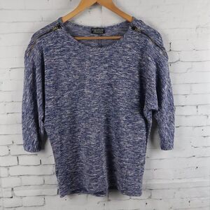 PAPERMOON PURPLE HEATHER ROUND NECK 1/2 SLEEVE LIGHTWEIGHT SWEATER SIZE SMALL
